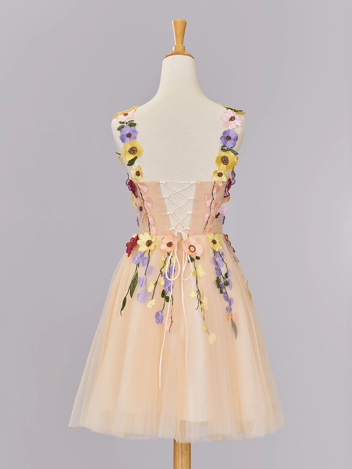 Pretty Homecoming Dress A Line Tulle with 3D Flowers Short Party Cocktail Dress
