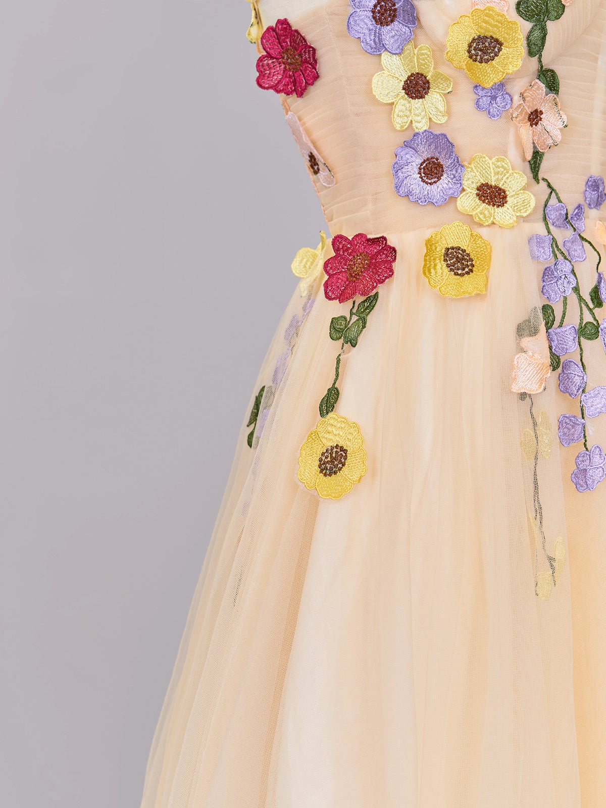 Pretty Homecoming Dress A Line Tulle with 3D Flowers Short Party Cocktail Dress