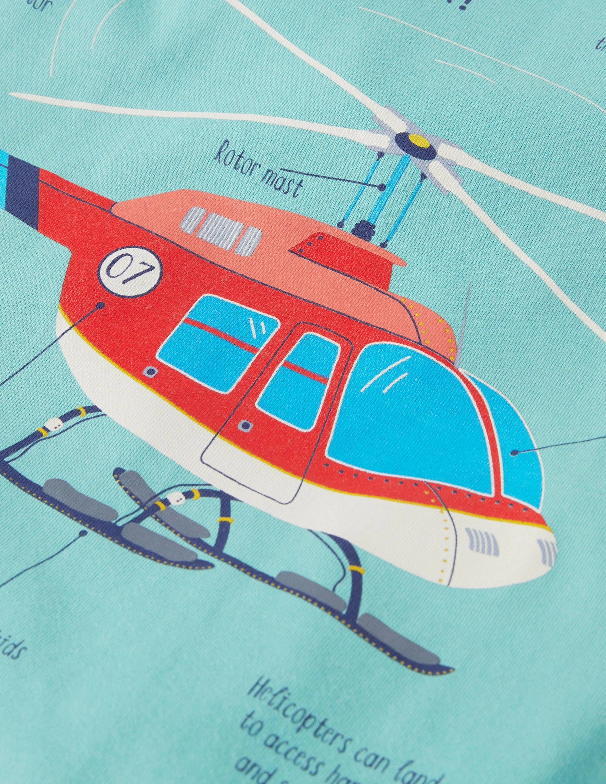 Printed Logo Ringer T-shirt-Coastal Shade Blue Helicopter