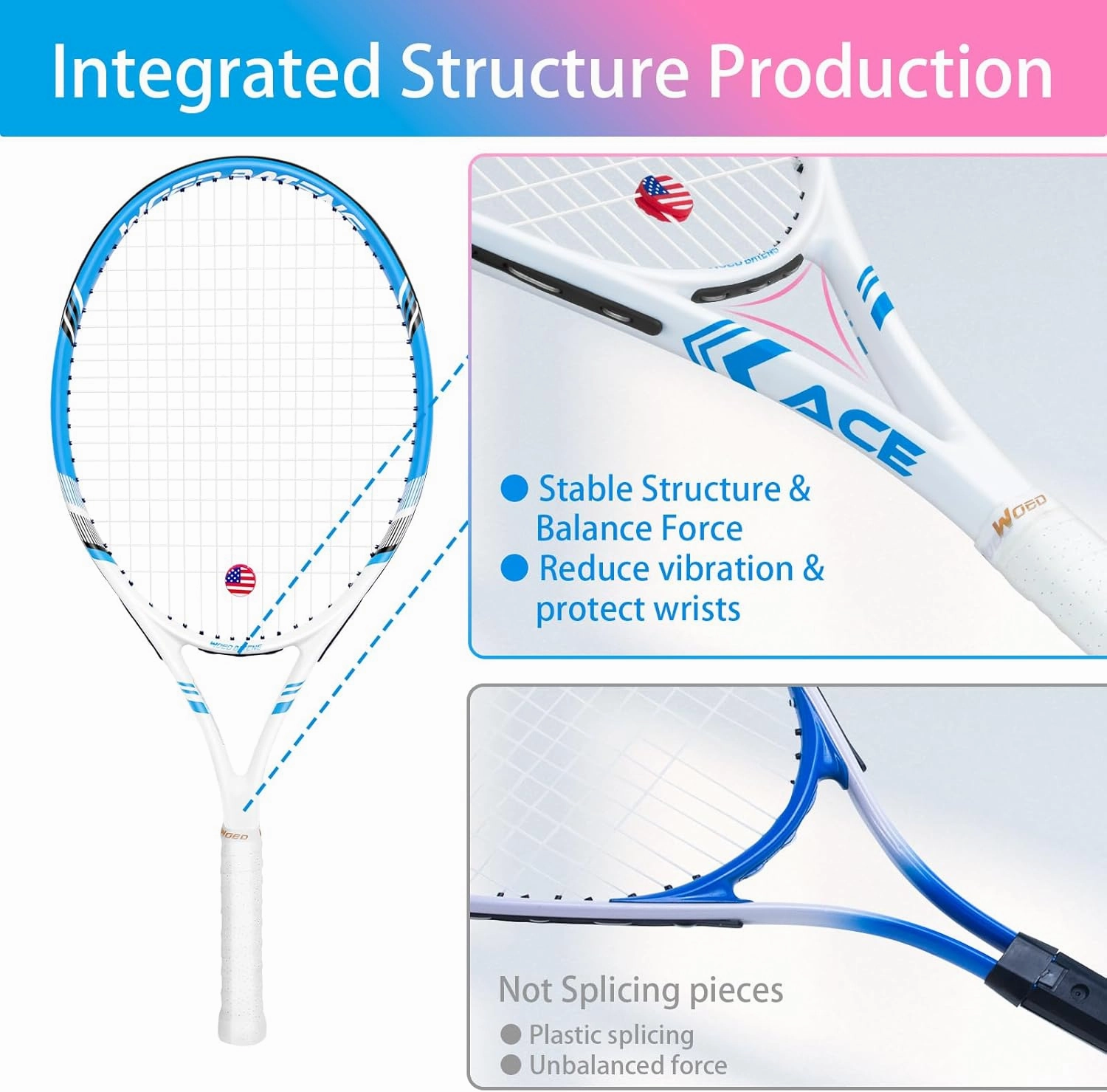 Pro Tennis Racket for Adults, 2 Player 27 inch Speed Tennis Racquet Acceptable for Beginner and Professional with 3 Tennis Balls, 2 Vibration Dampes, 2 Overgrips, Tennis Bag