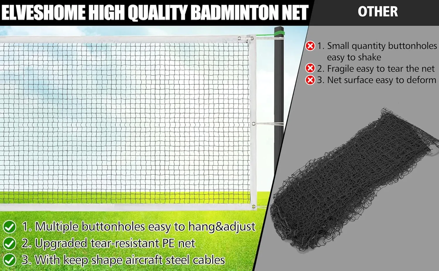 Professional Portable Badminton Net - 20FT X 2.5FT, Ideal for Backyard, Beach, Schoolyard & Competition, Includes Carrying Bag