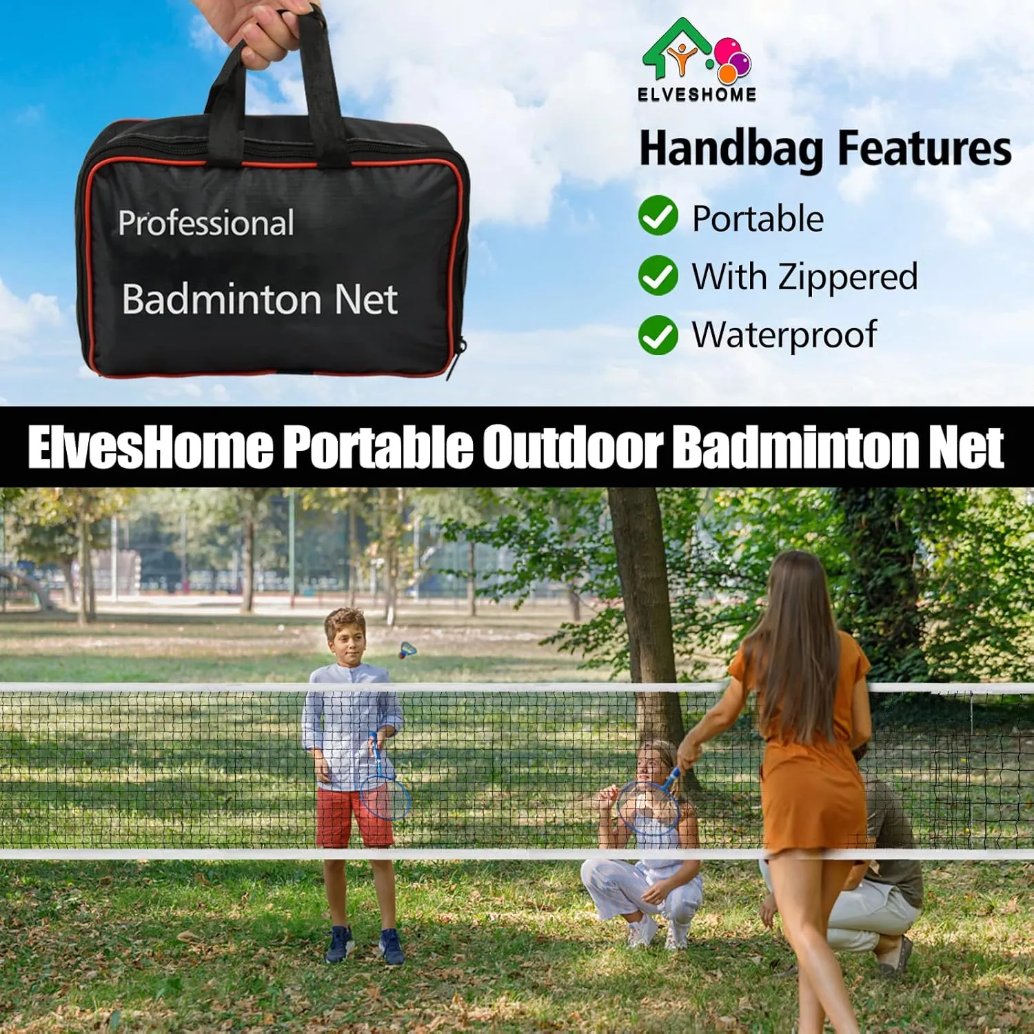 Professional Portable Badminton Net - 20FT X 2.5FT, Ideal for Backyard, Beach, Schoolyard & Competition, Includes Carrying Bag