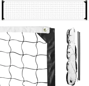 Professional Volleyball Net, Heavy Duty Outdoor, 32x3FT, Black & White, Polyethylene (PE), Steel Cable, Replacement Net for Backyard, Court, Beach, Pool, Park