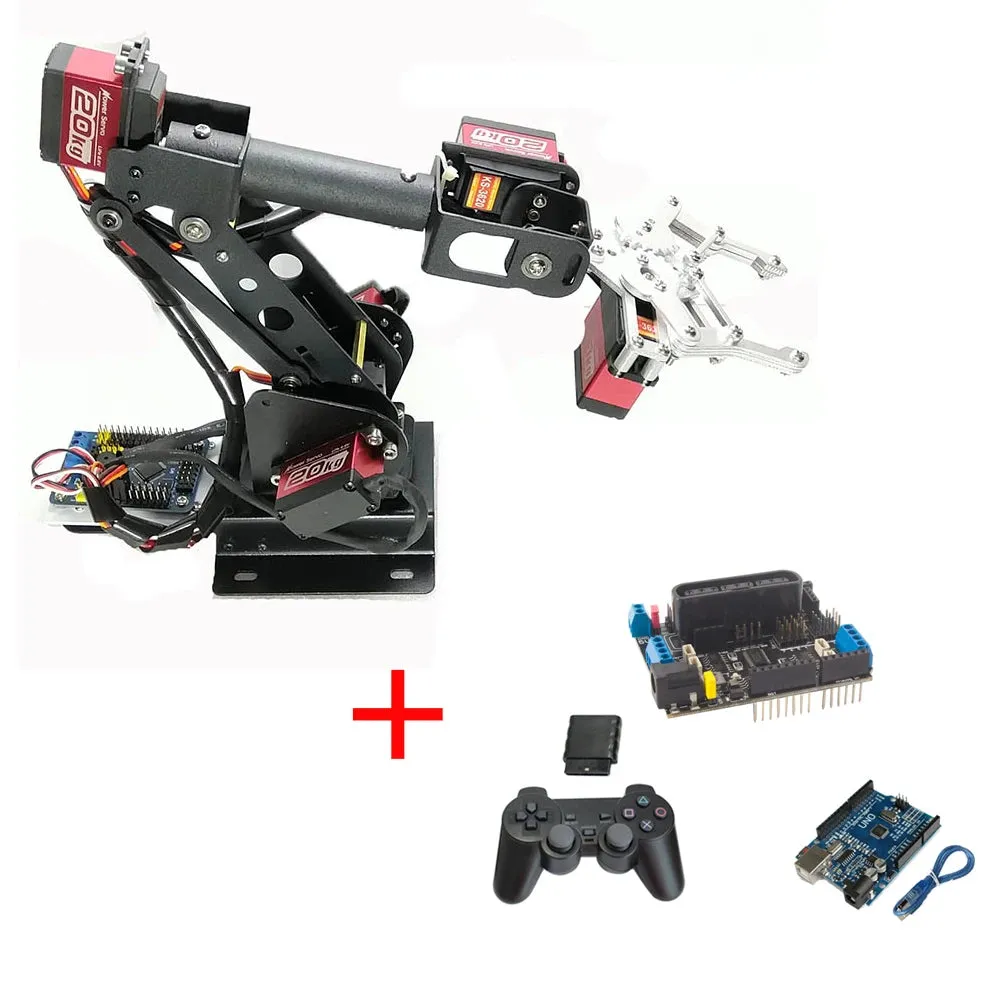Ps2 Control 6 DOF Robotic Arm Gripper Claw Steam Diy Manipulator For Arduino STM32 Robot with 6pcs 180 Degree Programmable Robot
