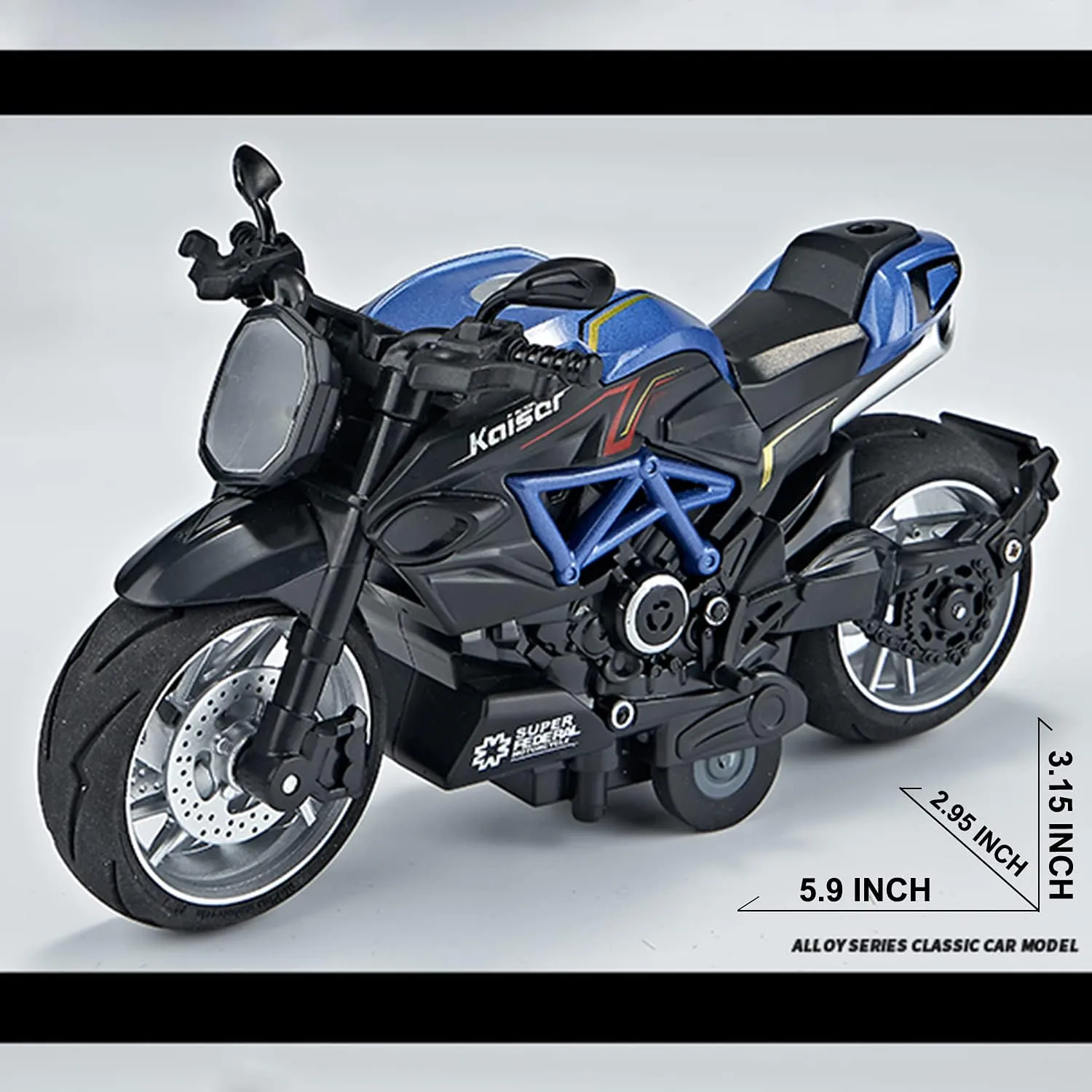Pull Back Motorcycle Toys, Pullback Gift with Music Light, Classic Retro Motorcycles Toy for Boys Kids Age Over 3 4 5 6 7 8 Year Old (Blue)