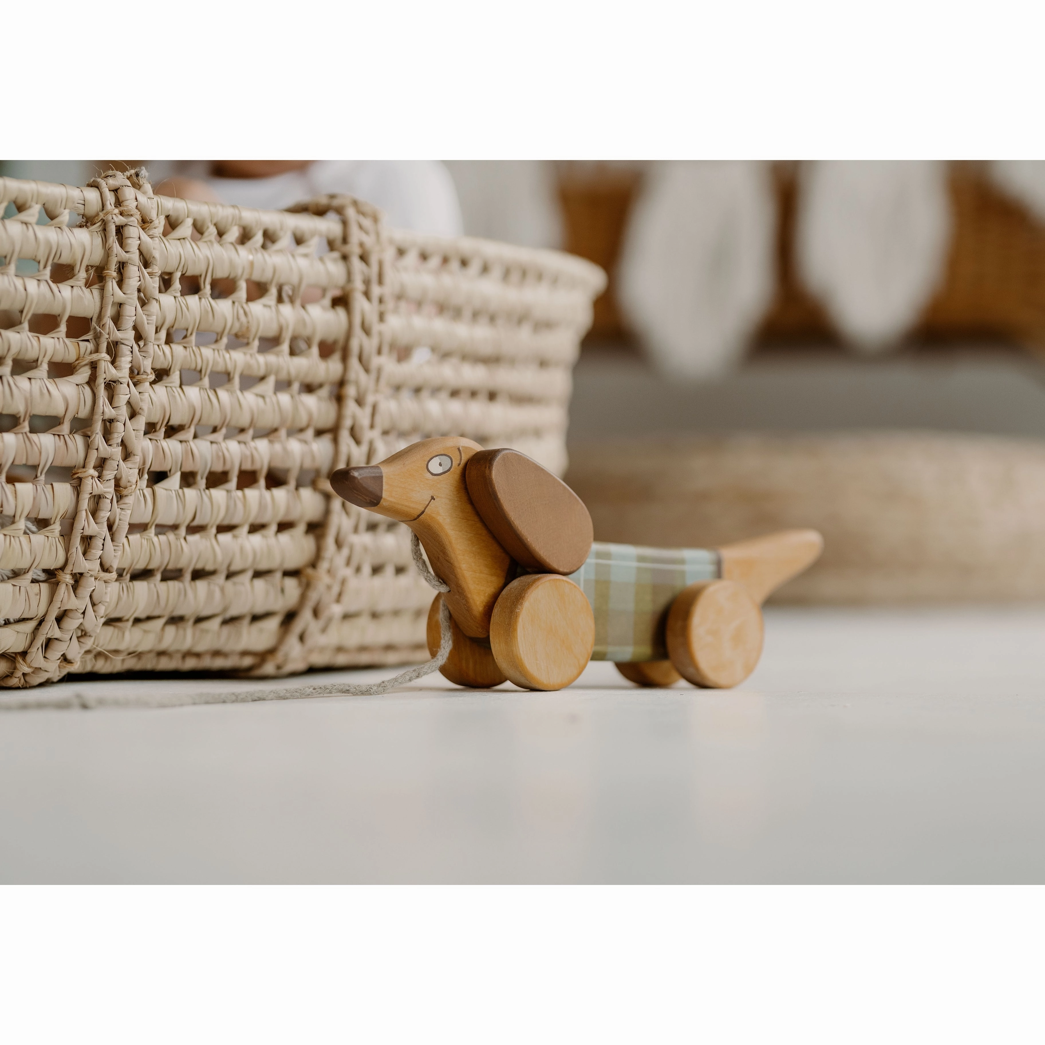 Pull Toy Green Sausage Dog