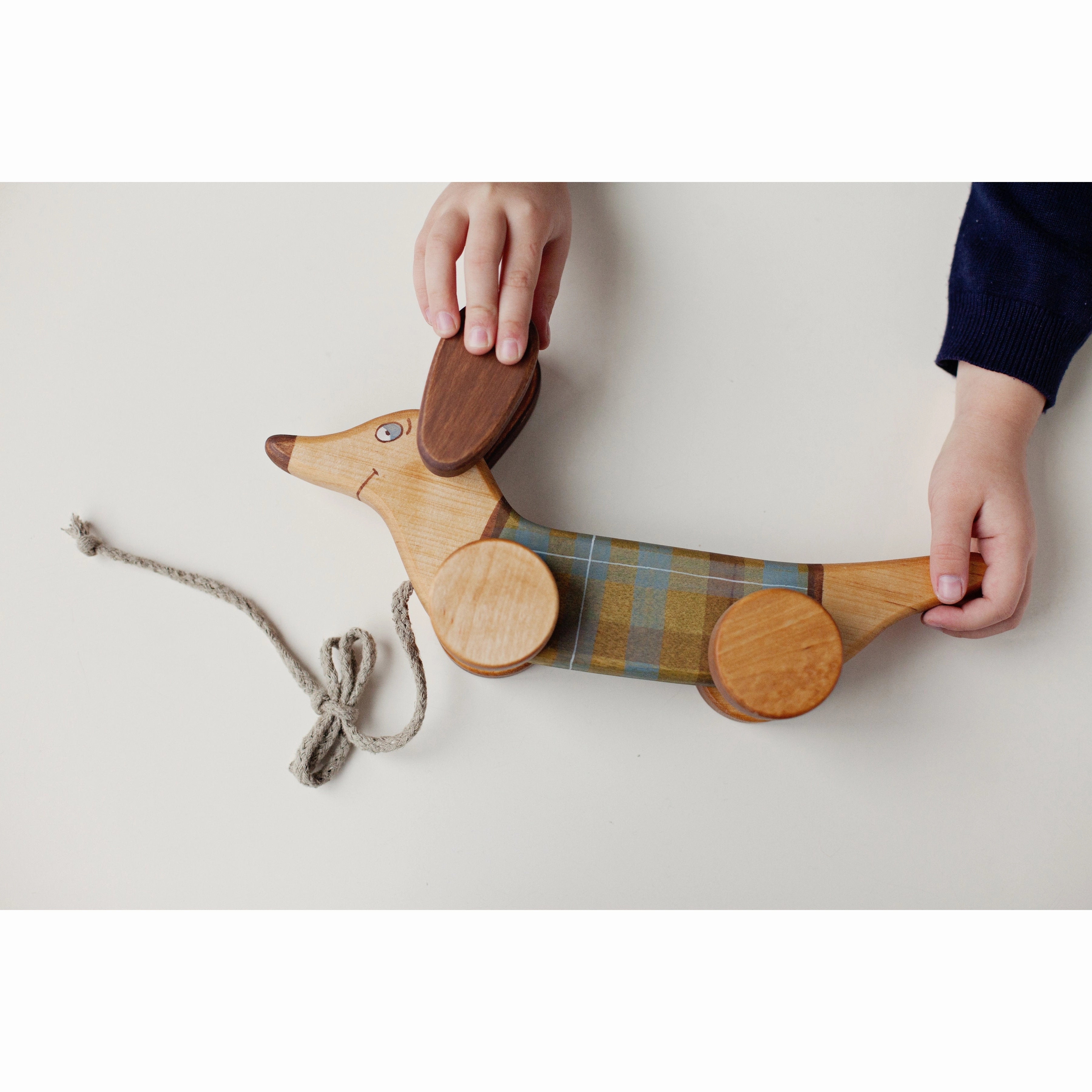 Pull Toy Green Sausage Dog