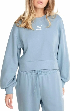 PUMA Classic Puff Sleeve Crew Women's Sweatshirt Blue Fog (S, Blue Fog)