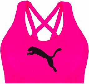 PUMA Women's Seamless Sports Bra, Big Cat Pink/Black, Large