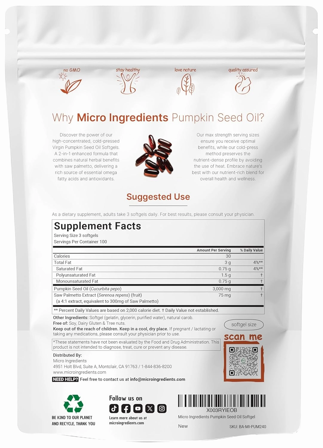 Pumpkin Seed Oil with Saw Palmetto, 3000mg Per Serving, 300 Softgels | Cold Pressed, Pure Virgin Oil, Essential Fatty Acids & Phytosterols | Supports Hair, Urinary, Bladder & Prostate Health | Non-GMO