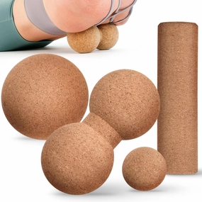 PURAVA Cork Massage Set - 4 Ball Rollers for Muscle Relief
