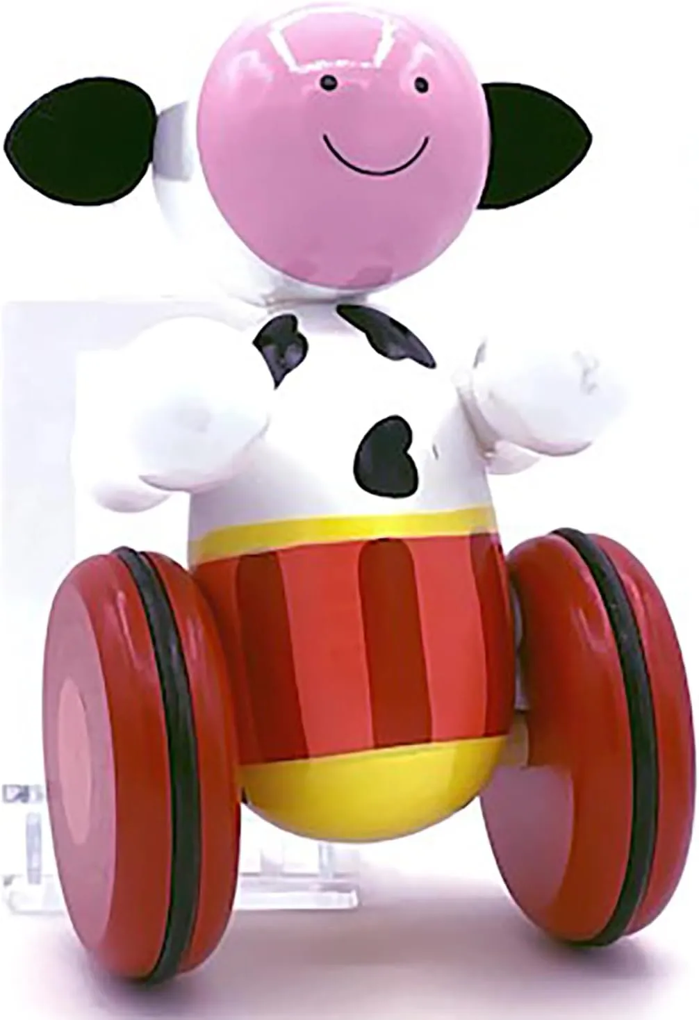 Push Along: Cow- Wooden Toy, Colorful Wheeled Character w/Handle, Encourage First Steps, Push & Pull, Toddler & Kids, Ages 1 
