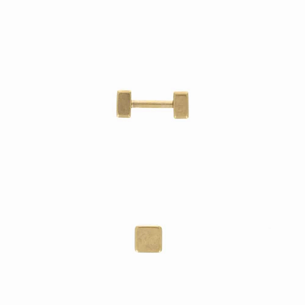 PVD Gold Solid Square Ball Back 16g