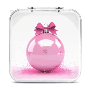 QMNBTES Pink Christmas Ball Switch Game Case Switch Game Holder Cartridge Case Storage 12 Games & 2 Micro Sd Card Slots, Travel Carry Cases, Portable Games Card Storage, Hard Shell, Buckle Closure