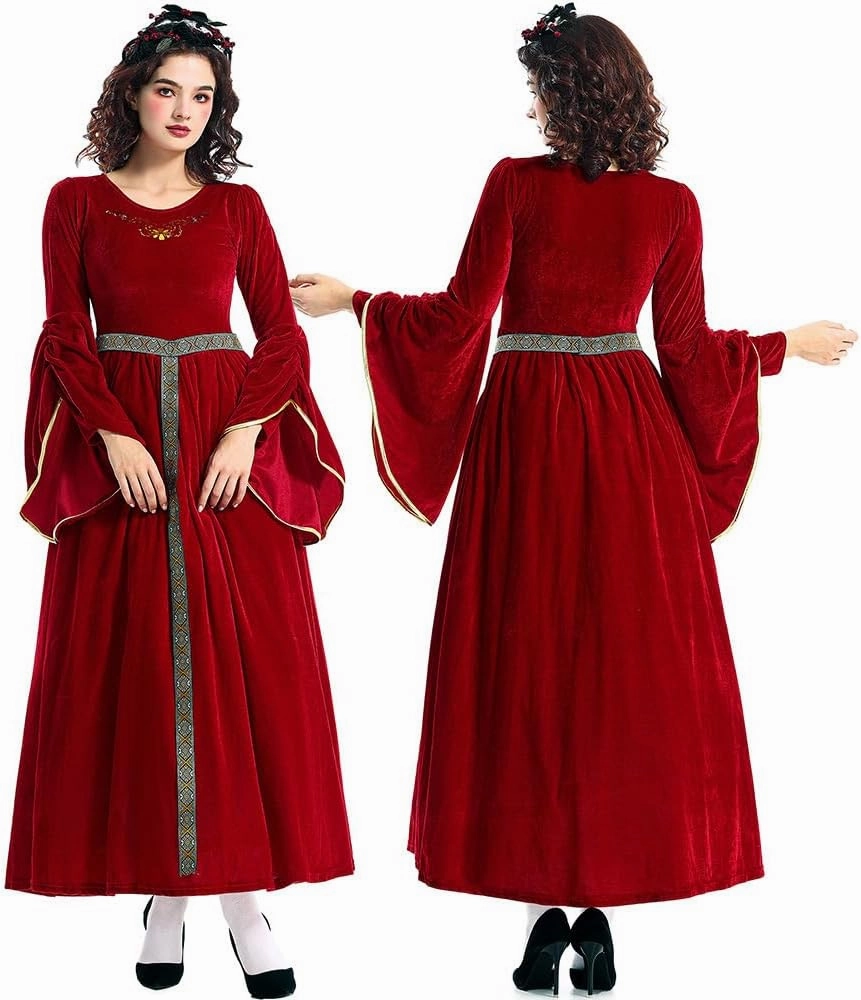 Quenny Halloween costume retro court ball trumpet sleeve cosplay European medieval costume queen costume
