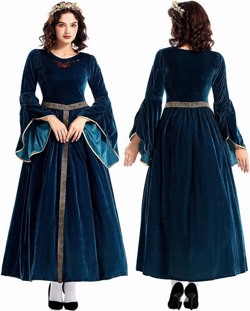 Quenny Halloween costume retro court ball trumpet sleeve cosplay European medieval costume queen costume