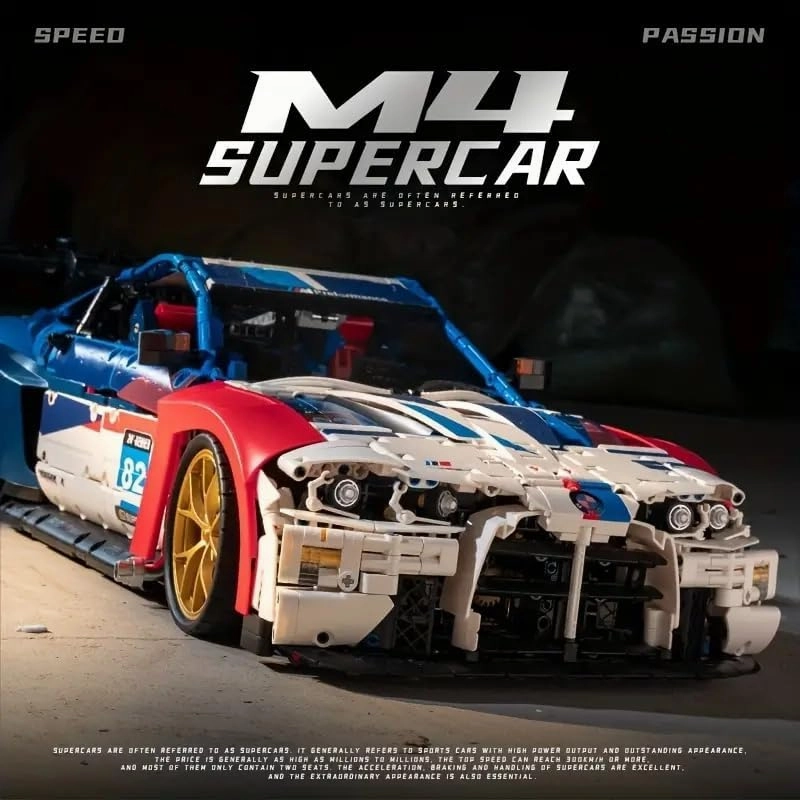Race Car Building Toy Set,Classic Sports Car Supercars 1:8 Model MOC Toy Bricks Model,for Vehicle Enthusiasts and Adults(4556 Pcs
