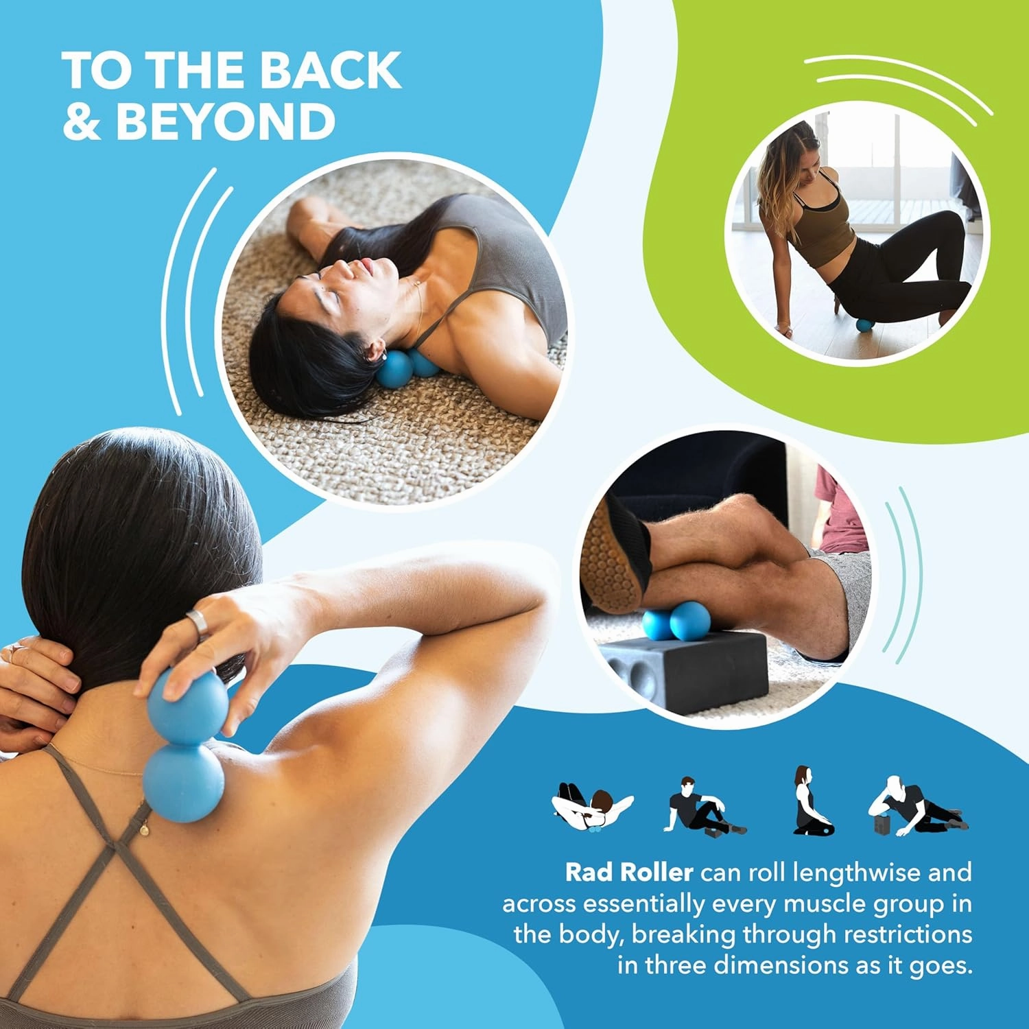 RAD XL Peanut Massage Ball – High Density Yoga Deep Tissue Roller Ball – Myofascial Release for Back, Neck, Feet, Psoas & Spine – Suboccipital & Thoracic Trigger Point Therapy