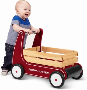 Radio Flyer Classic Walker Wagon, Sit to Stand Toddler Toy, Wood Walker, for Ages 1-4, Red