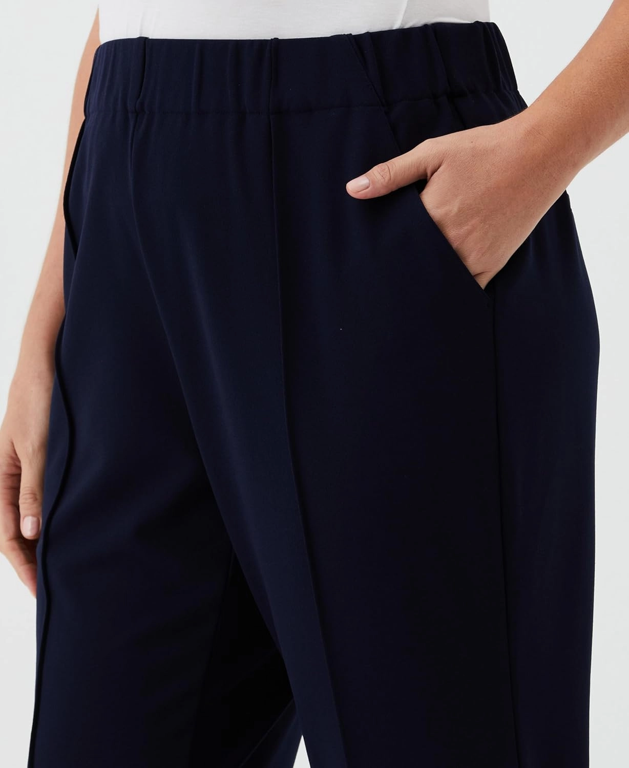 Rafaella Women's 27" Plus Size Easy Pull-on Pants with Stretch Crepe Fabric, Straight Leg Classic Fit, Cropped Work Slacks