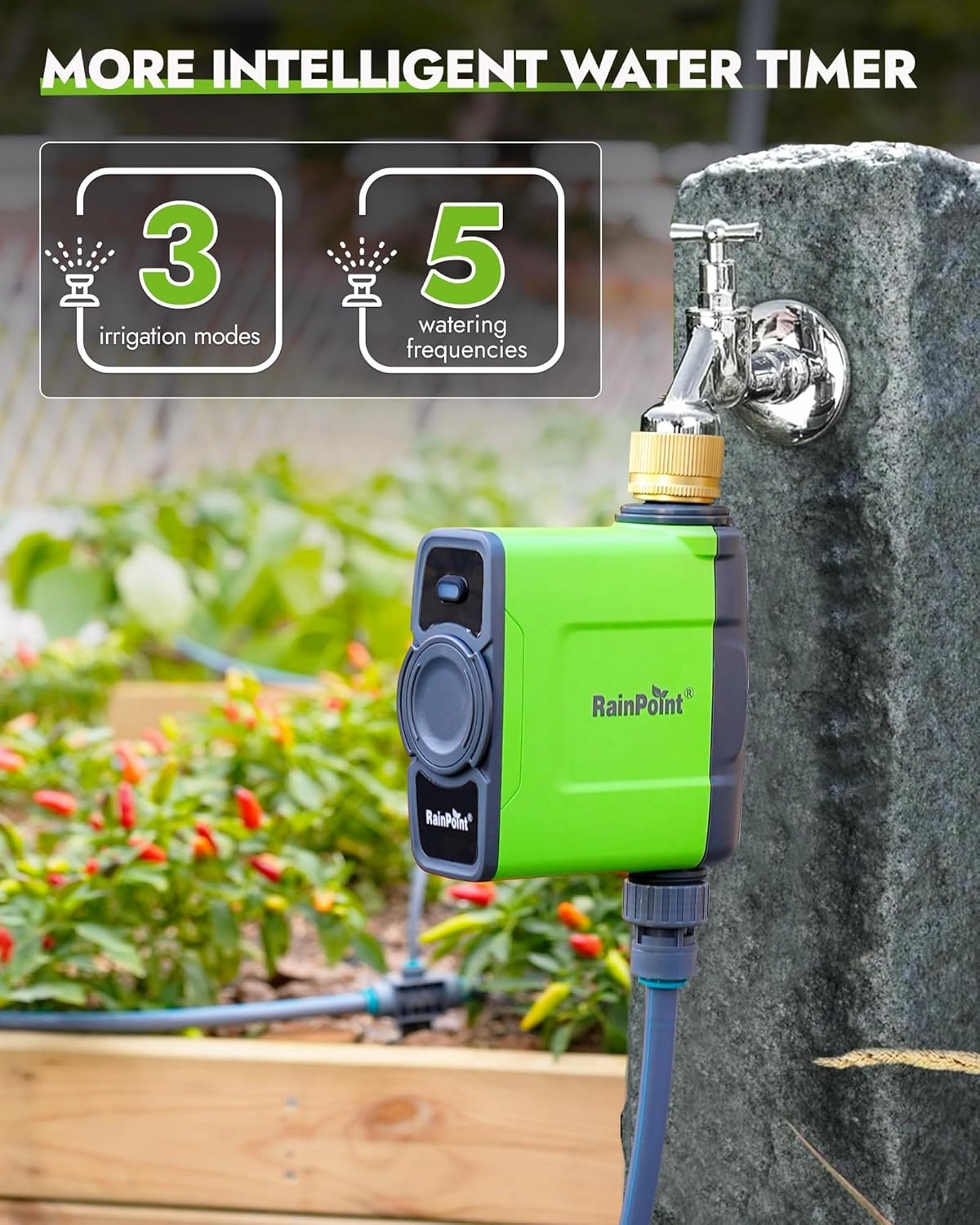 RAINPOINT WiFi Water Timer for Garden Hose, Smart Sprinkler Timer with WiFi Antenna Gateway, Automatic Irrigation Controller, APP Remote Control, Weather-Based Smart Watering, for Lawn, Garden