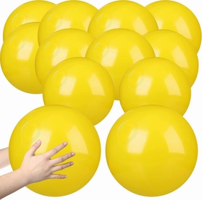 Raiten 12 Pcs Beach Ball Inflatable Beach Balls Large Inflatable Ball Floating Ball for Swimming Pool Party Favors Outdoor Activities Summer Birthday Party Supplies (Yellow,12 Inch)