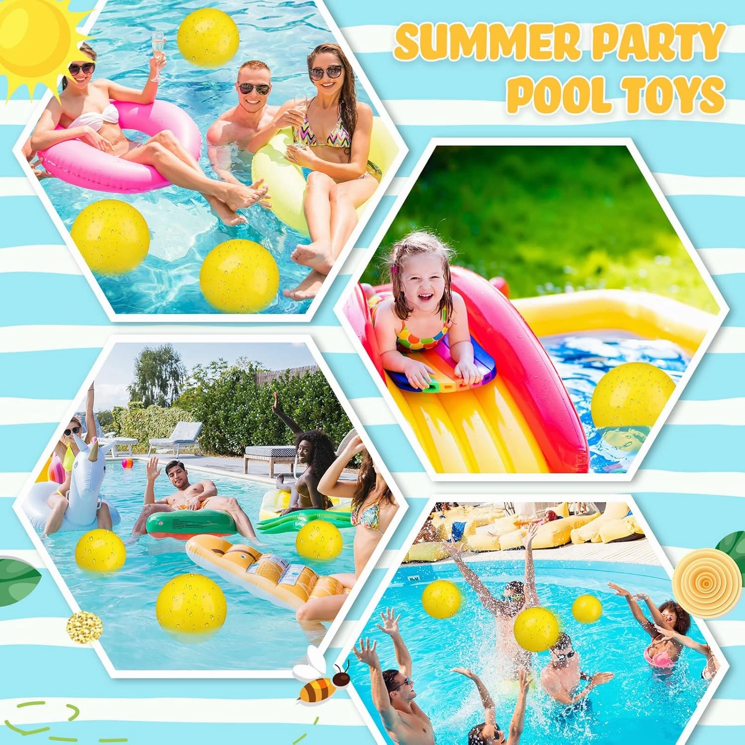Raiten 12 Pcs Beach Ball Inflatable Beach Balls Large Inflatable Ball Floating Ball for Swimming Pool Party Favors Outdoor Activities Summer Birthday Party Supplies (Yellow,12 Inch)