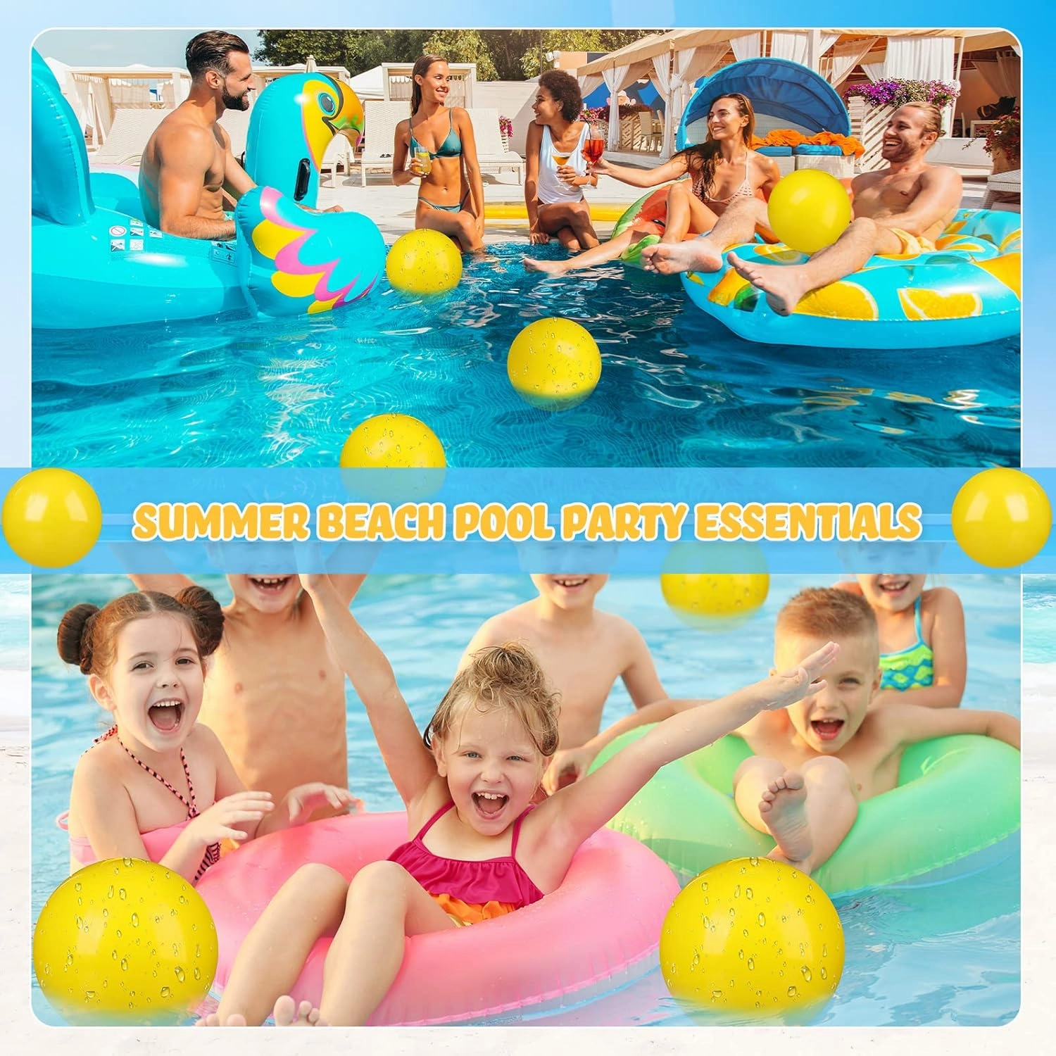 Raiten 12 Pcs Beach Ball Inflatable Beach Balls Large Inflatable Ball Floating Ball for Swimming Pool Party Favors Outdoor Activities Summer Birthday Party Supplies (Yellow,12 Inch)