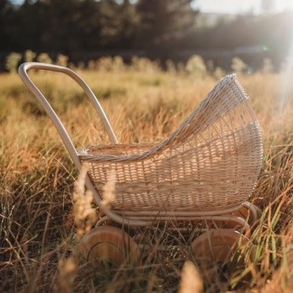 Rattan Doll Pram Stroller