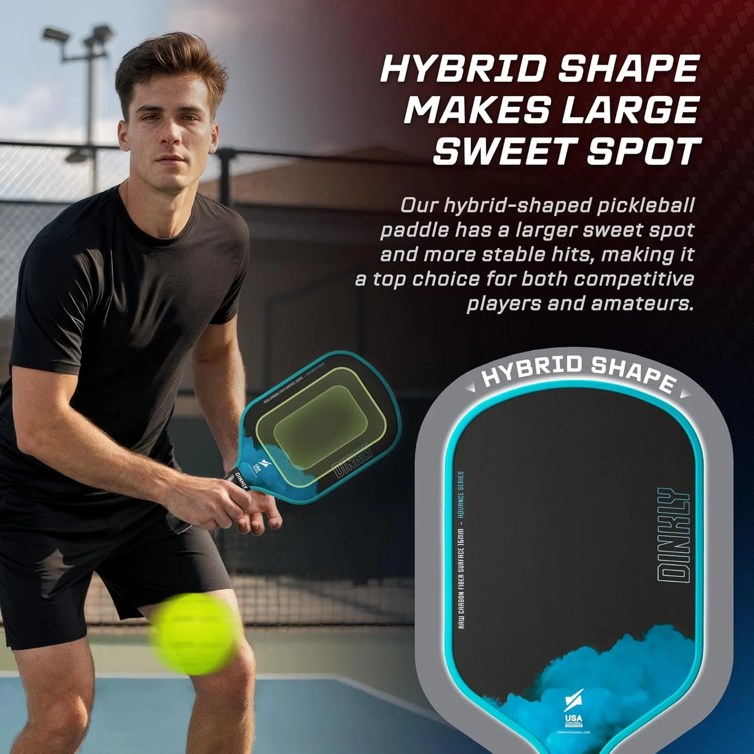 Raw Carbon Pickleball Paddles Set of 2/4, T700 Carbon Fiber Rackets with 16MM Honeycomb Polymer Core, 4 Balls and 1 Portable Carry Bag, USAPA Approved Pickleball Set for Men, Women