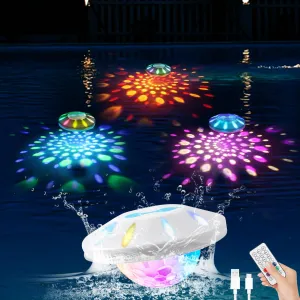 Rechargeable Floating Pool Lights, Pool Lights with 6 Dynamic Lighting, IP68 Waterproof Pool Light RGB Upper and Lower Color Changing LED Pool Light for Pools, Party, Fountains 1PACK