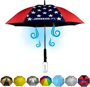 Rechargeable Mister Breeze, Sun Umbrella with Fan and Mister, Umbrella Mister with Built-in Fan, For Festivals, Beach and More, Blocks Harmful Sun Rays, Mist bottle included