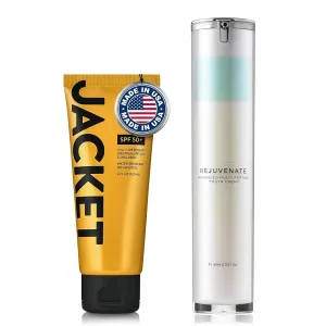 REJUVENATE Multi-Peptide Cream with Stem Cell Serum & JACKET Sport Sunscreen SPF 50  - Rejuvenates, Tightens & Lifts Face while Protecting Skin