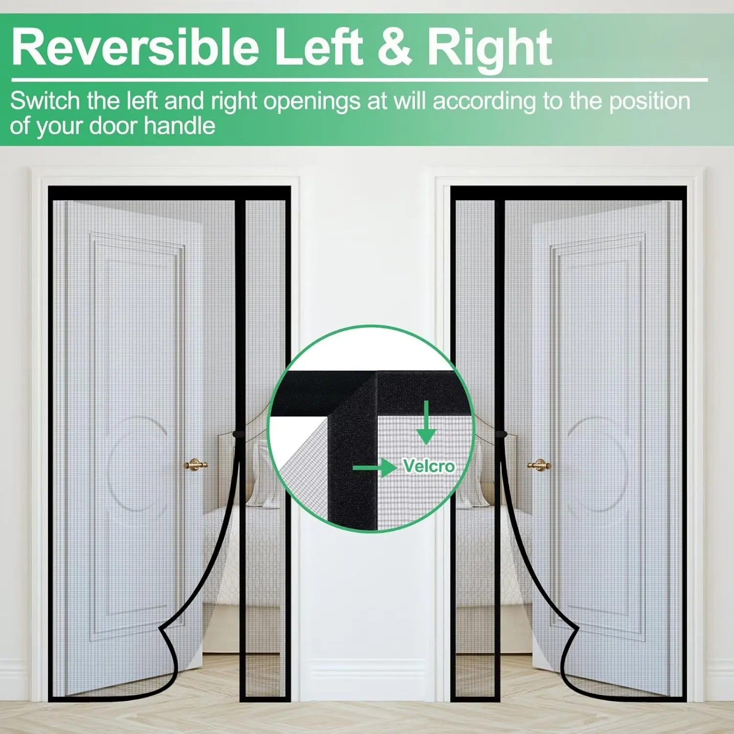 RELIANCER Fiberglass Magnetic Door Screen,Fit Doors Size 36"x80",Auto Close Screen Door Mesh w/Magnets,Left Right Side Opening,Patio Doorway Net Screens,Self-Closing Doors Cover,Doorway Curtain Mesh
