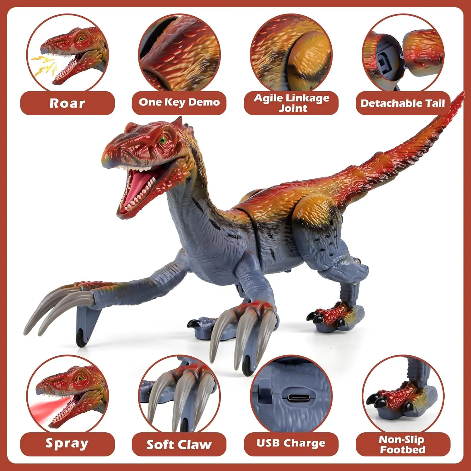 Remote Control Dinosaur Toys for Kids 3-5 & 4-8-Jurassic Therizinosaurus Dinosaur Toys for Boys, RC Robot Dinosaur Toy with Mist Spray, Roar, Light - Birthday for Kids