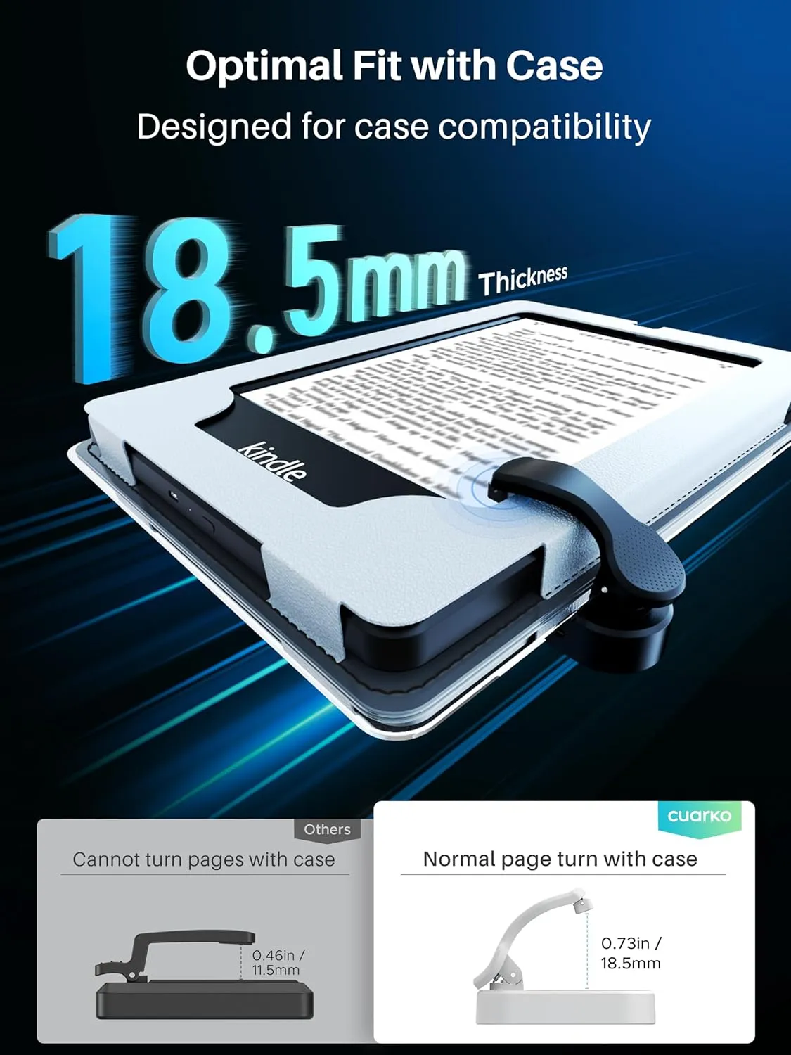 Remote Control Page Turner [Case Friendly] for Kindle Paperwhite Oasis Kobo eReaders, Kindle Accessories Clicker for Remote Photo & Video, Reading Novels/Comics for iPhone iPad Android Tablet -White