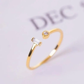 Resizable Modern Elegant Luxury Gold and Silver Women New Simple Elegant 925 sterling Silver Square Zircon Adjustable Rings for Women - Fashion Style