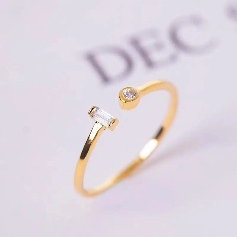 Resizable Modern Elegant Luxury Gold and Silver Women New Simple Elegant 925 sterling Silver Square Zircon Adjustable Rings for Women - Fashion Style