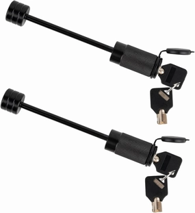 RETRUE Trailer Tongue Coupler Lock, Dia 1/4 Inch, 3-1/2 Inch Span Trailer Hitch Lock for Latch-Type Coupler, Tow Boat RV Truck Car's (2 Pack, Black)