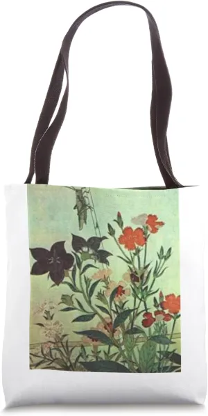 Rice Locust Red Dragonfly Pinks Chinese Bell Flowers Art Tote Bag