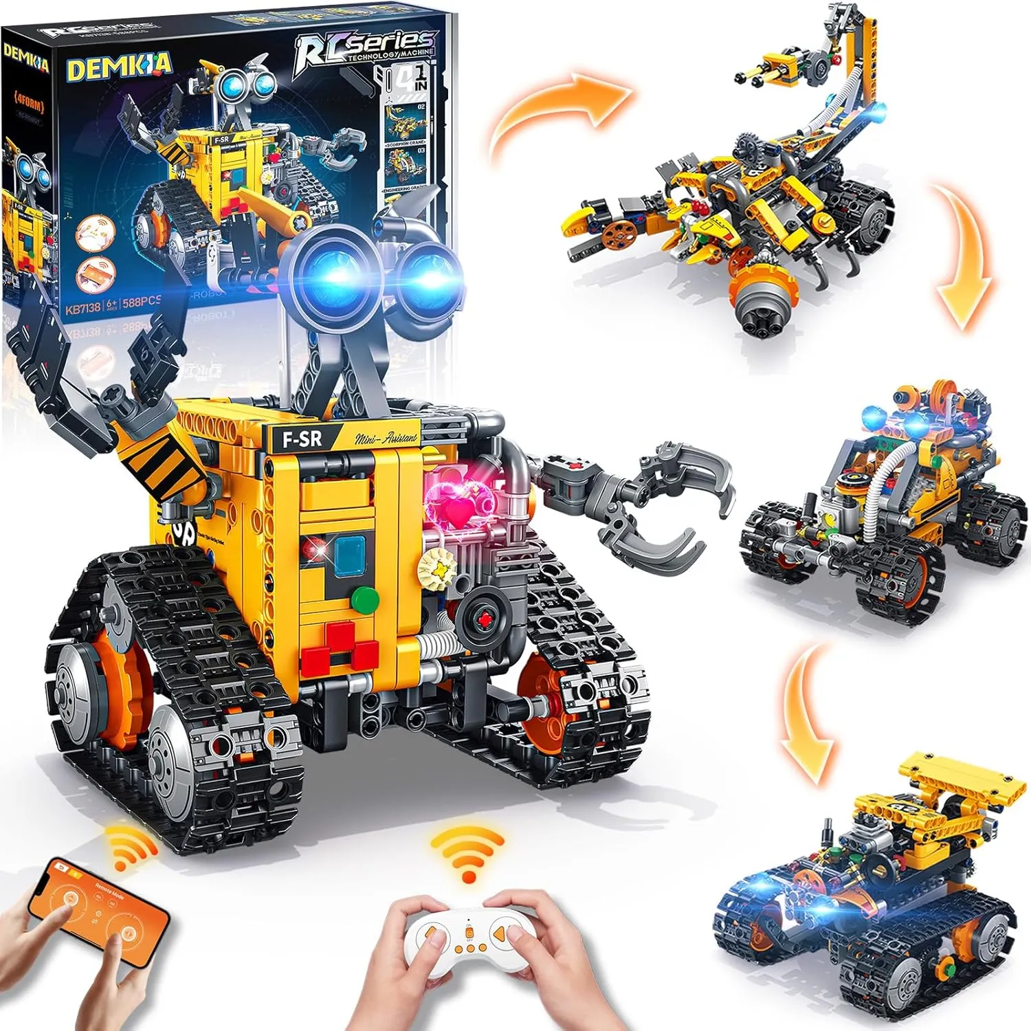 Robot Building Kit for Kids and Adults, Rechargeable 4-in-1 Remote/APP Controlled RC Robotics Kit, Coding Science Projects STEM Toys, Birthday Gifts for Boys Ages 8-12  (588 Pcs)