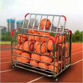 Rolling Sports Ball Storage Cart, Lockable Heavy-Duty Ball Locker Cage for Indoor/Outdoor Use, Ideal for School Gym Equipment, Easy Mobility with Rolling Design