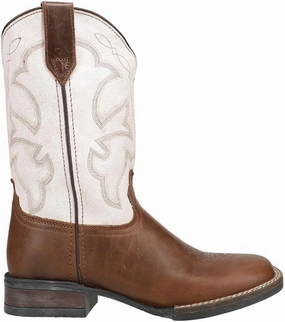 ROPER Kids Girls Monterey Square Toe Casual Boots Mid Calf - Brown, White