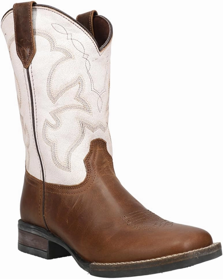 ROPER Kids Girls Monterey Square Toe Casual Boots Mid Calf - Brown, White
