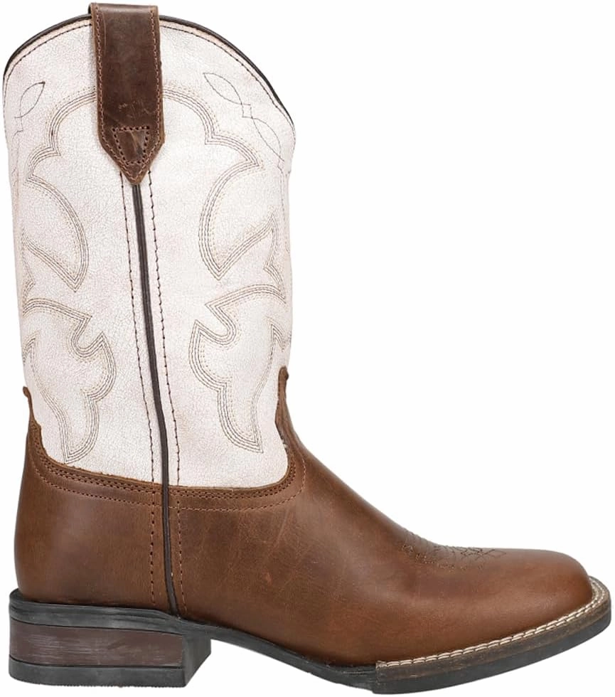 ROPER Kids Girls Monterey Square Toe Casual Boots Mid Calf - Brown, White
