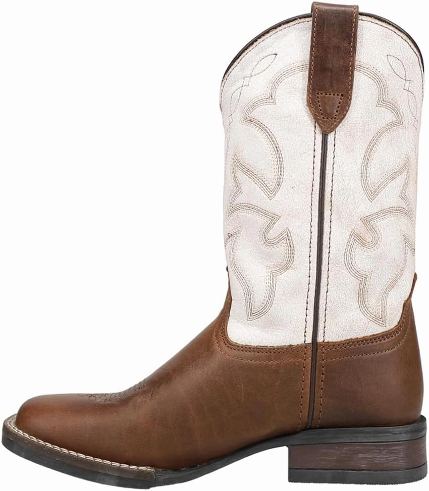 ROPER Kids Girls Monterey Square Toe Casual Boots Mid Calf - Brown, White