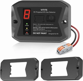 RV Propane Gas Detector, VITITE Digital RV LP Gas Alarm, Hardwired - VDC 12V, Flush & Surface Mount, with 3 Brackets