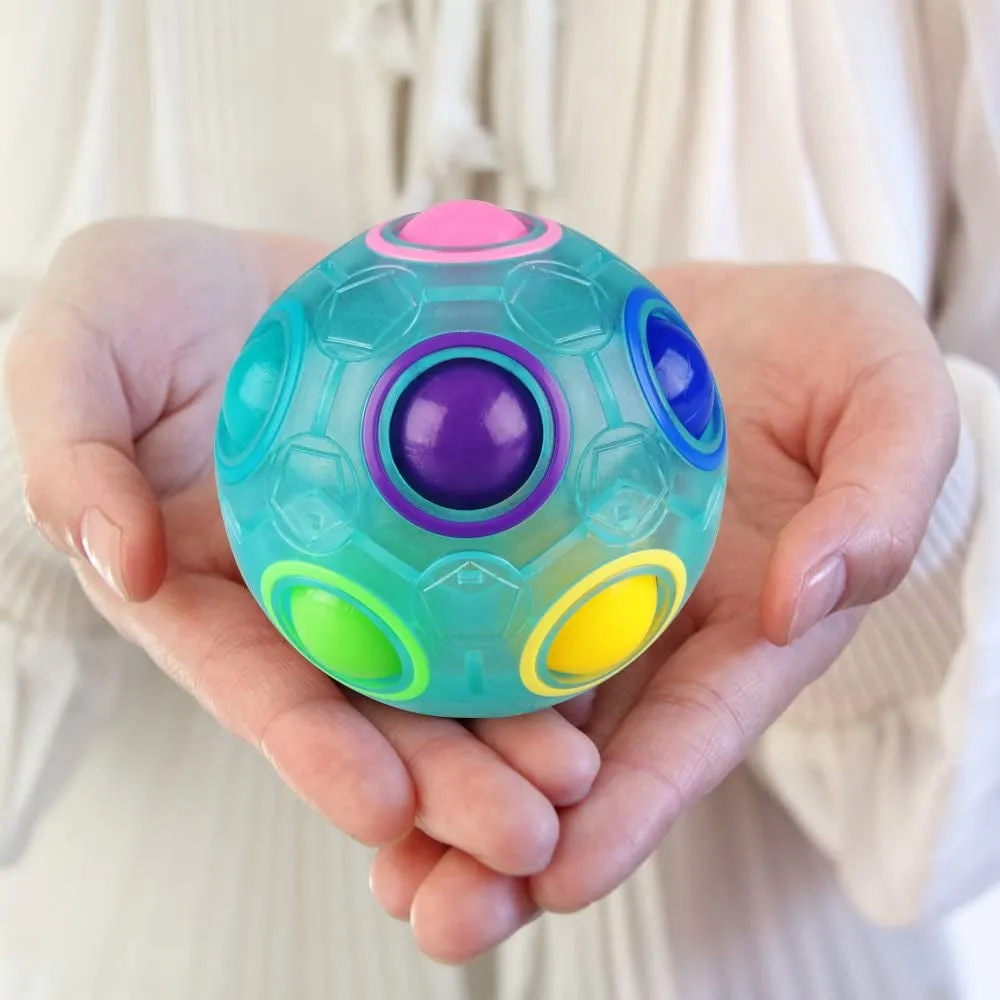 Rynx | Set with 2 Rainbow Puzzle Ball Cube Magic Rainbow Ball Puzzle Bundle Stress Fidget Ball Brain Teaser