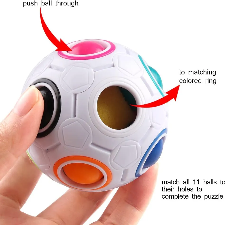 Rynx | Set with 2 Rainbow Puzzle Ball Cube Magic Rainbow Ball Puzzle Bundle Stress Fidget Ball Brain Teaser