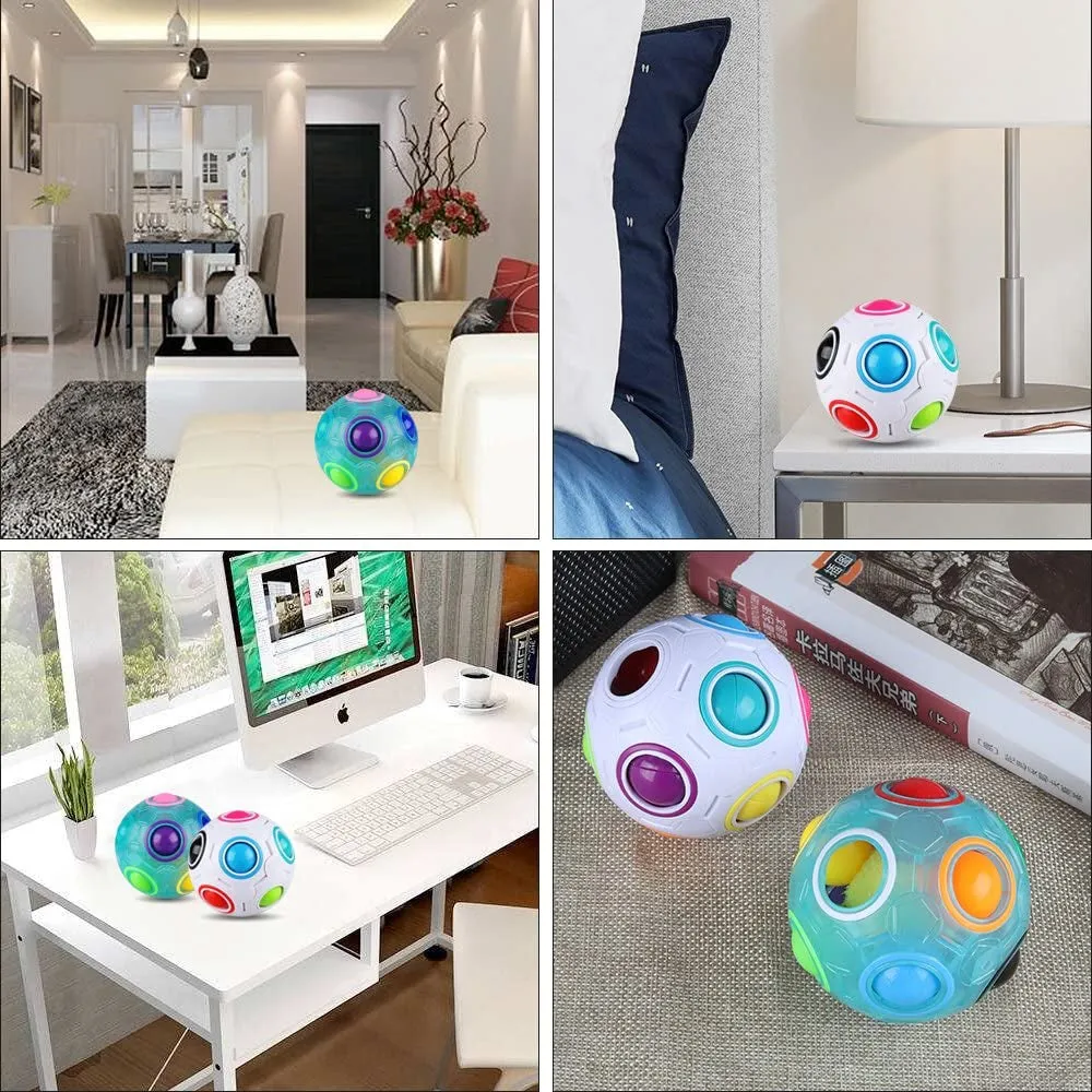 Rynx | Set with 2 Rainbow Puzzle Ball Cube Magic Rainbow Ball Puzzle Bundle Stress Fidget Ball Brain Teaser